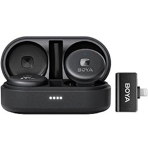 Microfone Sem Fio Boya Omic-D com Conexão Lightning - Cor Preto