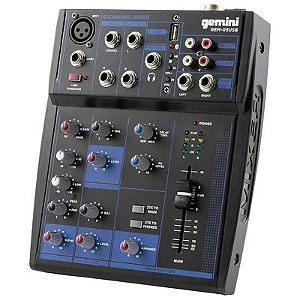 Mixer de Áudio Bluetooth/USB Gemini GEM-05USB com 5 Canais