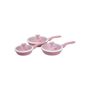 Conjunto de Frigideiras Ucc Life Indução 6 Peças - 20/24/28CM com Tampa Beje
