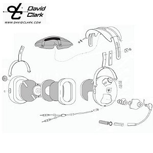 Conjunto de Fones de Ouvido David Clark H10 - Montagem 10376G-20