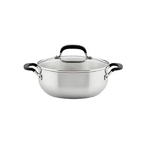 Panela de Indução Kitchenaid 71021 com Tampa em Aço Inoxidável - 4L - Prata escovado