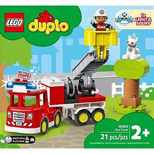 Caminhão de Bombeiros Lego Duplo 10969 - Brinquedo Educativo com 21 Peças
