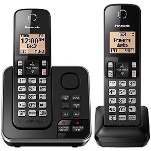 Telefone Sem Fio Panasonic KX-TGC362LAB - 2 Bases, Bina, 110V, Preto - Eficiente e Elegante