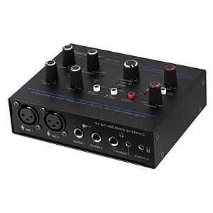 Mixer de Áudio Karsect SC 22 2 Canais c/ Microfone. e Auxiliar - Preto