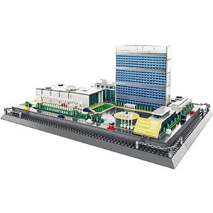 Conjunto de Blocos de Construção Arquitetura Sede da ONU Wange - 6219 (1601 Peças)