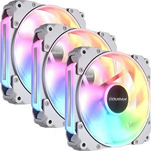 Kit de Ventiladores Cougar Apolar 120 ARGB para CPU - Branco, 3 Unidades