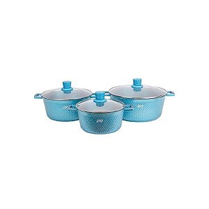Conjunto de Panelas Jio em Granito Azul Claro - 6 Peças de Alta Qualidade