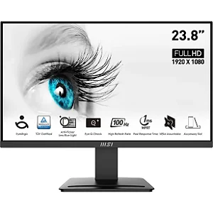 Monitor MSI Pro MP2412 Series Full HD 23.8 1ms/100Hz DP/HDMI - Preto