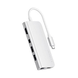 Hub USB-C Satechi ST-TCMM8PAS 9 em 1 - Conexão Prática em Prata