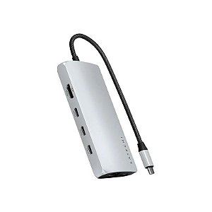 Adaptador USB-C Multiport Satechi ST-P8KES 8K com Ethernet V3 - Prata