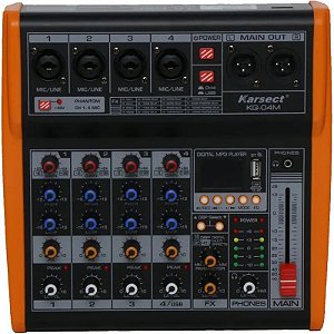 Misturador Karsect KG-04M 4 Canais para Áudio Profissional de Alta Qualidade
