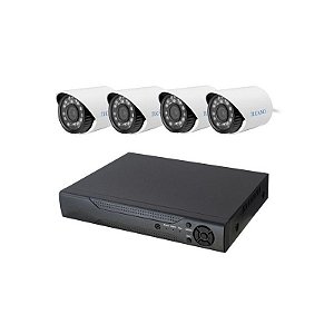 Kit DVR Tucano K-04 - 8 Canais com 4 Câmeras HD - Monitoramento Black