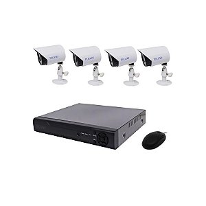 Kit de Câmeras de Segurança Tucano K04 1200TVL com 4 Câmeras FHD e DVR