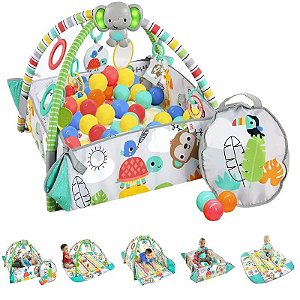 Centro de Atividades e Piscina de Bolinhas Bright Starts 5 em 1 - Verde