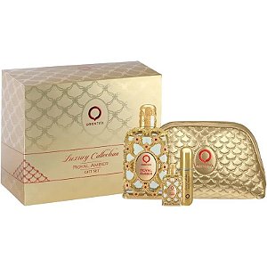 Conjunto de Perfume Orientica Royal Amber EDP 80mL com Miniatura e Embalagem de Presente