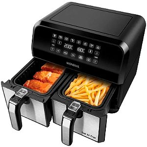 Fritadeira Elétrica Mondial Air Fryer Dual Afd-01-Bi 2000W - Preto Sem Óleo 120V