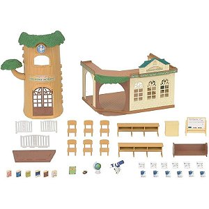 Conjunto Escola do Campo Sylvanian Families com Árvore - 35 Acessórios Inclusos