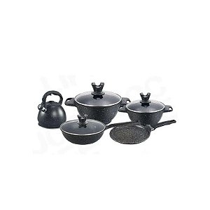 Conjunto de Panelas Indução Ucc Life com Revestimento Granit Preto - 8 Peças