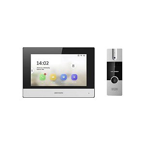 Intercom Vídeo Hikvision DS-KIS302-P 7 Preto e Cinza - Segurança Residencial Inteligente