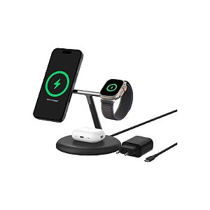 Carregador Sem Fio 3 em 1 Belkin Magsafe 15W - Suporte para iPhone, Watch e AirPods - Preto
