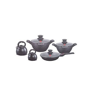 Conjunto de Panelas Indução Ucc Life com Revestimento de Granito Preto - 8 Peças