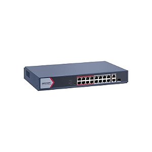 Switch POE Inteligente Hikvision DS-3E1318P-Ei Fast Ethernet 16 Portas - Azul Marinho