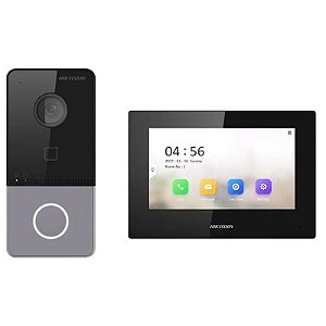 Kit de Interfone Eletrônico Hikvision DS-KIS605-P(C) com Vídeo e Acesso Digital