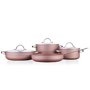 Conjunto de Panelas Korkmaz Rosagold Linha 7 PCS - Elegância e Durabilidade para Sua Cozinha