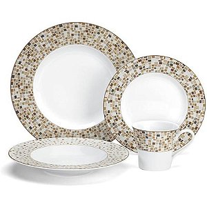 Jogo De Jantar 16 Peças Aleria Brown Da Cuisinart