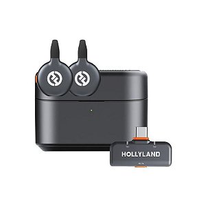 Microfone Lavalier Duo Sem Fio Hollyland Lark M2S USB-C - Cinza Espacial