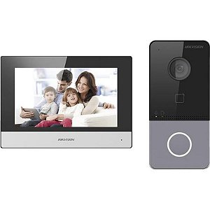 Intercom Vídeo Hikvision DS-KIS603-P 7 Preto - Segurança e Conectividade