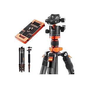 Tripé com Suporte para Celular K&F D255C4+BH-28L Fibra de Carbono