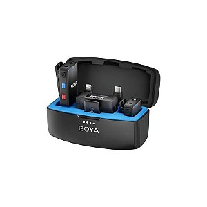 Microfone Sem Fio Boya Boyamic 3 em 1 (2 Transmissores + 1 Receptor) - Preto