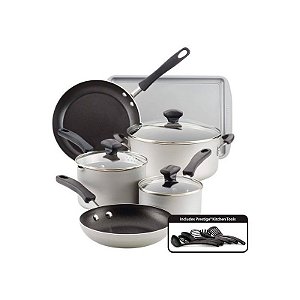 Conjunto de Panelas Antiaderente Farberware Diamond Max 15 Peças - Prata e Cinza