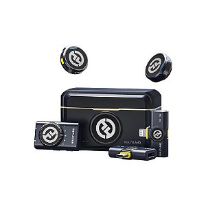 Microfone Sem Fio Lavalier Duo Hollyland Lark M2 - Lightning/USB-C - Charcoal Brilhante