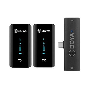 Microfone Sem Fio Boya BY-XM6-K6 com Conexão USB-C Dual para Gravações Profissionais