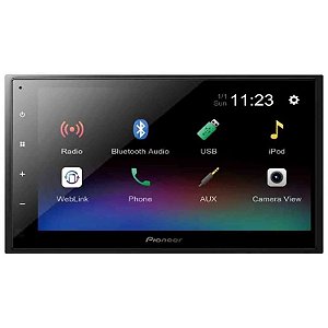 Rádio Multimídia Pioneer DMH-A345BT 6.8 WVGA Bluetooth, FM, USB e AUX - Preto