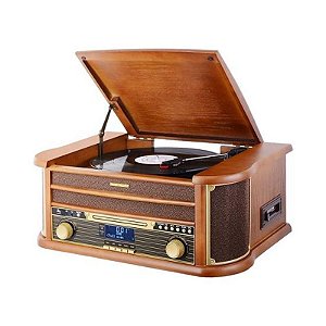 Tocador de Vinil Retrô em Madeira T402