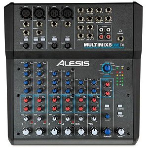 Mesa de Mixagem Alesis Multimix 8 USB FX com 8 Canais e Efeitos Integrados