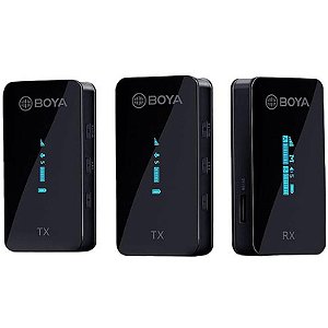 Microfone Sem Fio Boya BY-XM6-K2 com Conexão Jack 3.5MM - Preto (2TX+1RX)