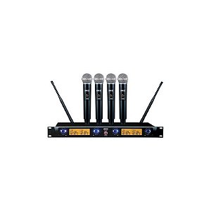 Microfone Sem Fio BLG UF-4000 UHF 4 Canais para Áudio Profissional