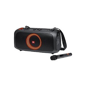 Caixa de Som JBL Party Box On-The-Go com Microfone Bluetooth e LED RGB - Bivolt Preto