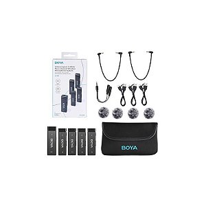 Microfone Sem Fio Boya BY-W4 - Sistema 4 Transmissores + 1 Receptor