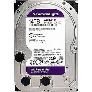 Disco Rígido SATA3 14TB WD Purple Pro 7200RPM para Vigilância e Armazenamento