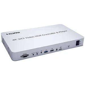 Controlador de Vídeo 4K para Videowall - Áudio Integrado - HDMI - 3x3 - 30Hz