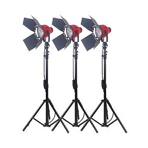 Kit de Iluminação Estúdio Profissional com 3 Refletores RDG 800 - 220V