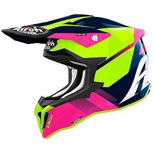Capacete Airoh Strycker Blazer M (57-58) Azul/Rosa para Motociclismo