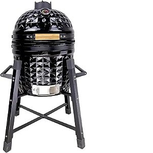 Churrasqueira Kamado De Cerâmica Auplex 15" - Preta, Grill De Alto Desempenho