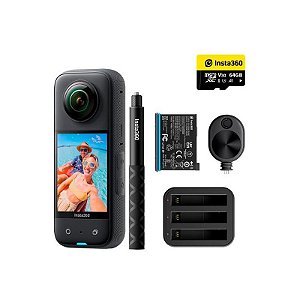 Câmera de Ação INSTA360 X3 - 72MP, 5.7K, Resistência à Água - Preto