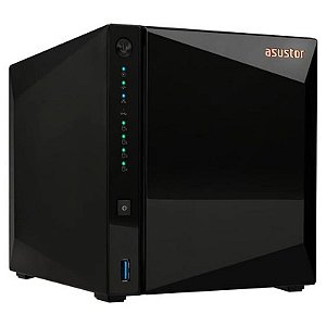 Servidor NAS Asustor AS3304T V2 - 1.4GHz, 2GB RAM, 4 Baias, Conexões USB e LAN - Preto